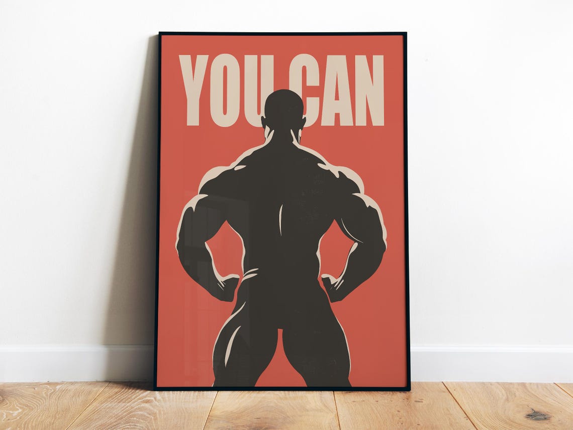 You Can Muscular Back Silhouette Minimalist Gym Motivation Poster