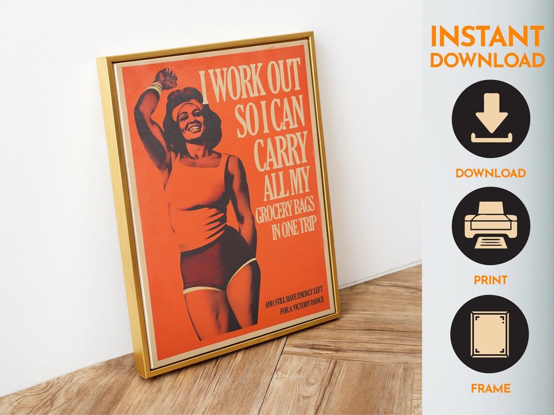 Retro Female Bodybuilder Gym Motivation Art Print - Image 4
