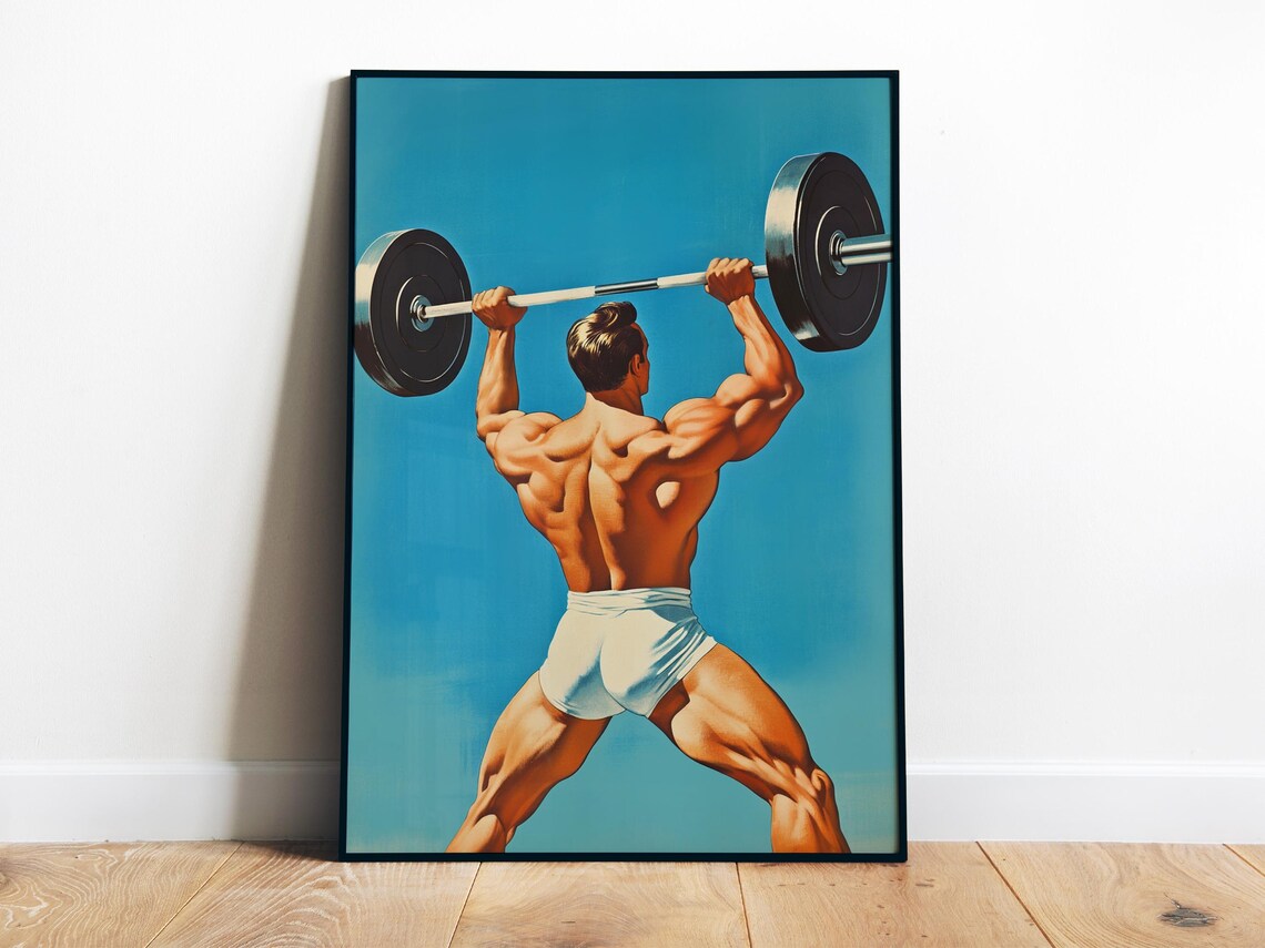 Retro Gym Motivation Weightlifting Art Print