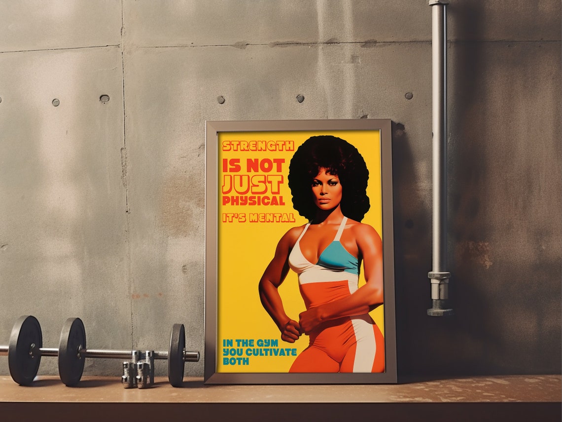 Gym Poster Fitness Art Print Gym Wall Art 70s Poster Fitness Girl Poster Gym Motivation Female Gym Wall Decor - Image 4