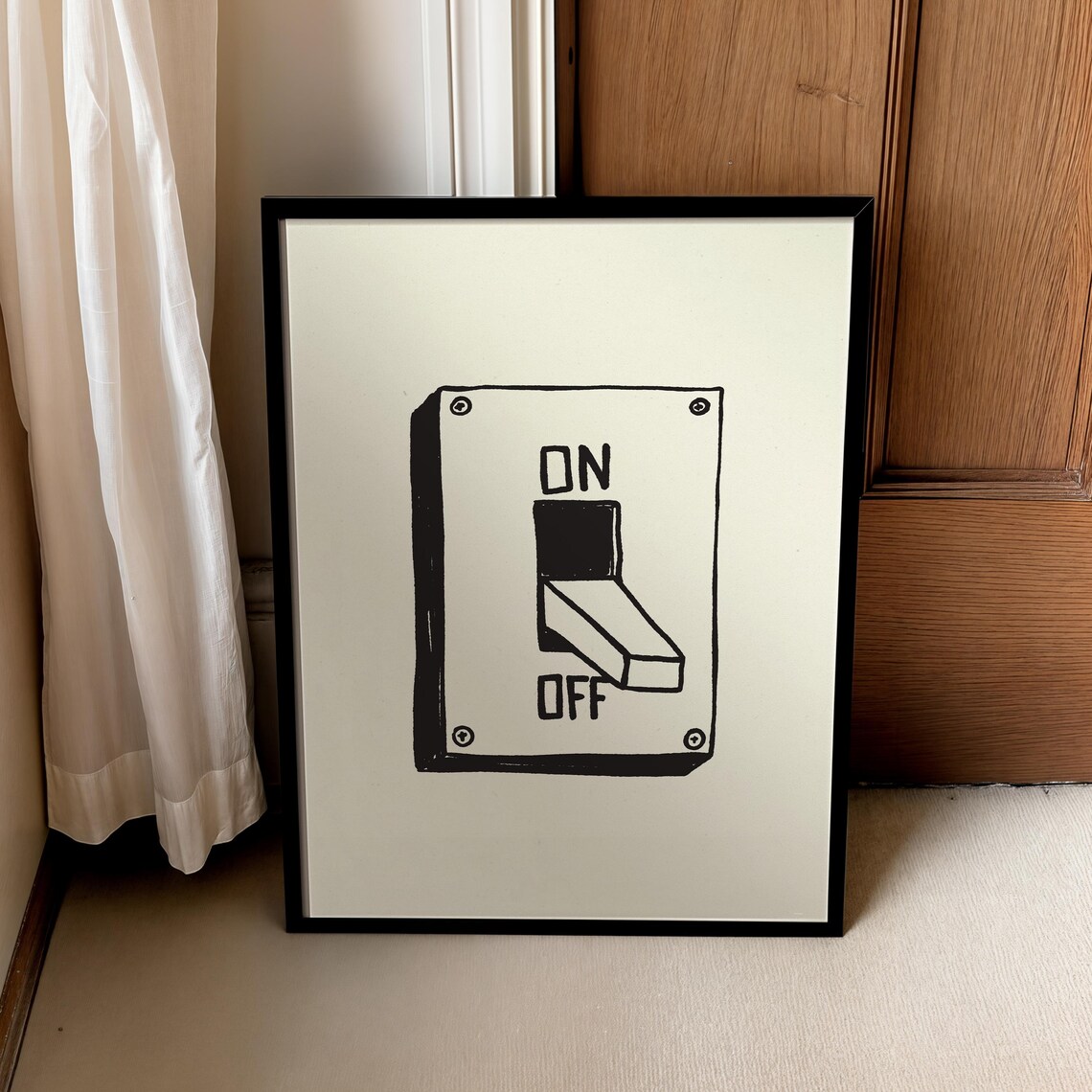 Light Switch Off Simple Hallway Doodle Art Print