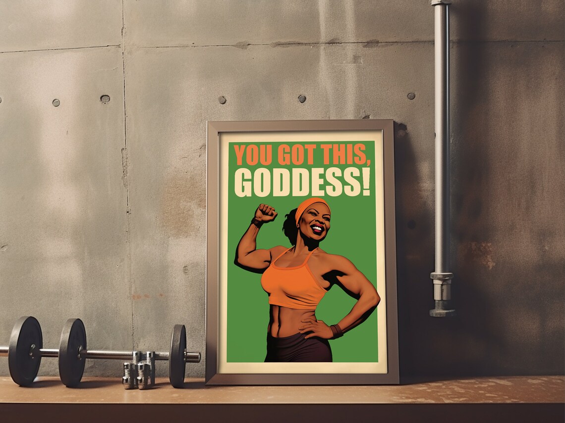 You Got This Poster Female Gym Wall Art Black Girl Print Fitness Poster Exercise Art Home Gym Decor Workout Room Decor - Image 4