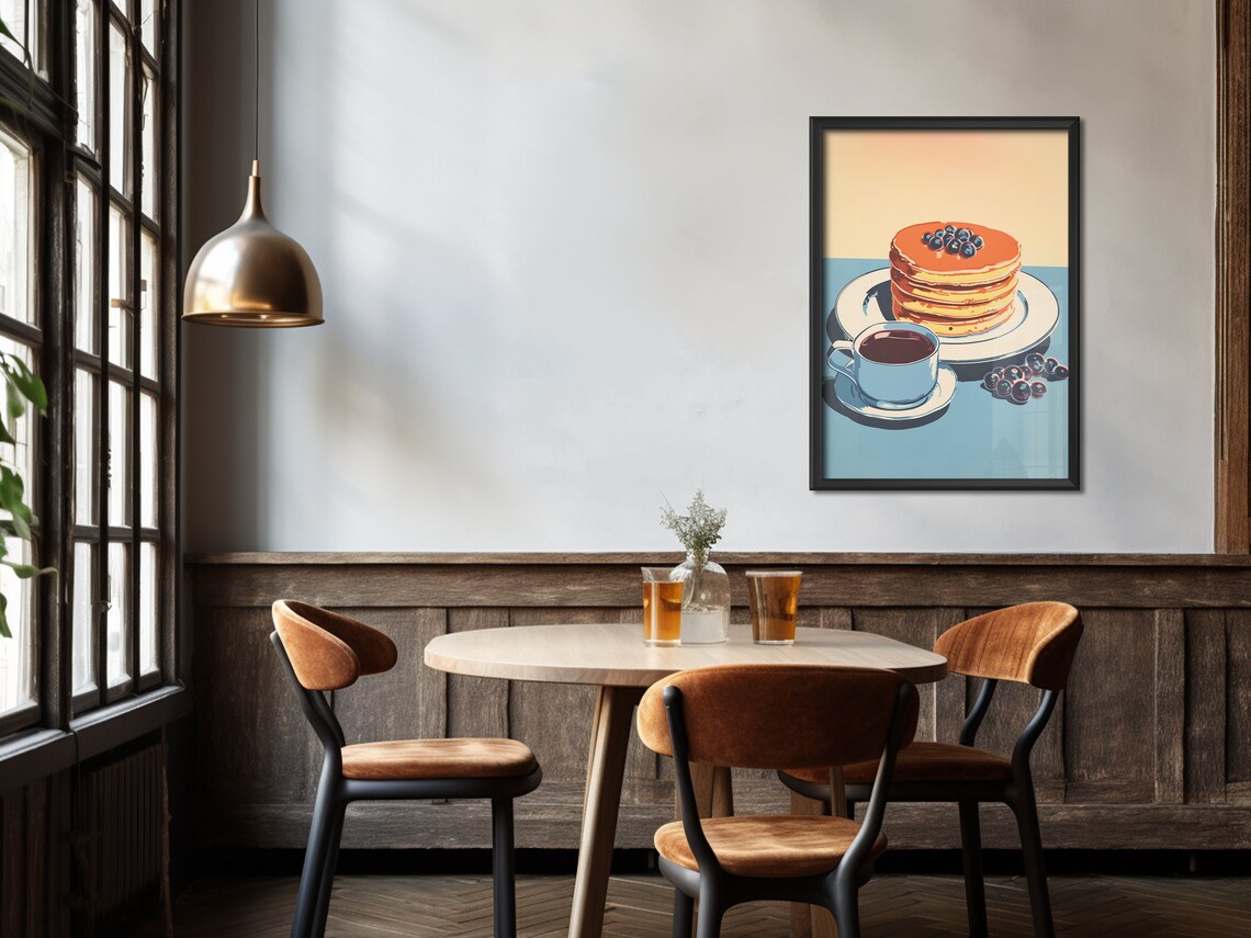 Pancakes Retro Breakfast Art Print, Dining Room Decor - Image 4