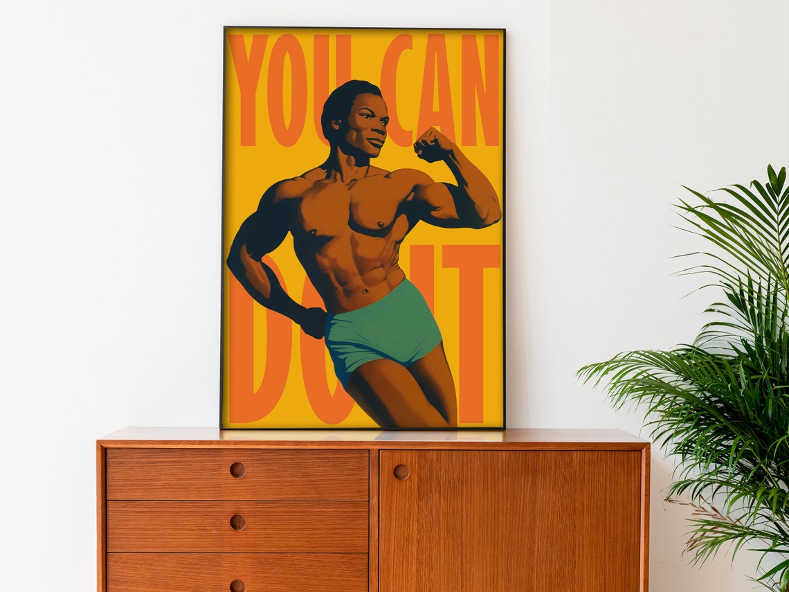 You Can Do It Strong Woman Flexing Motivational Gym Workout Poster - Image 3