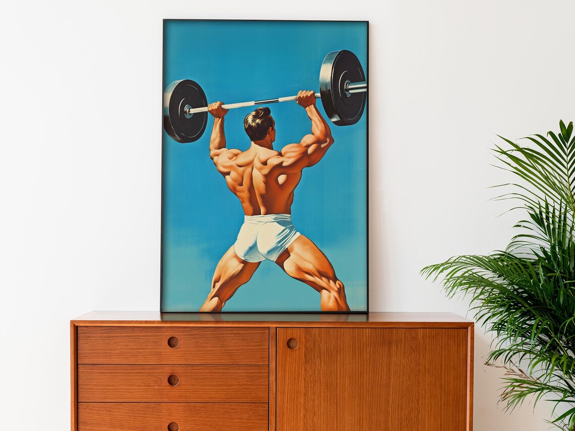Retro Gym Motivation Weightlifting Art Print - Image 4