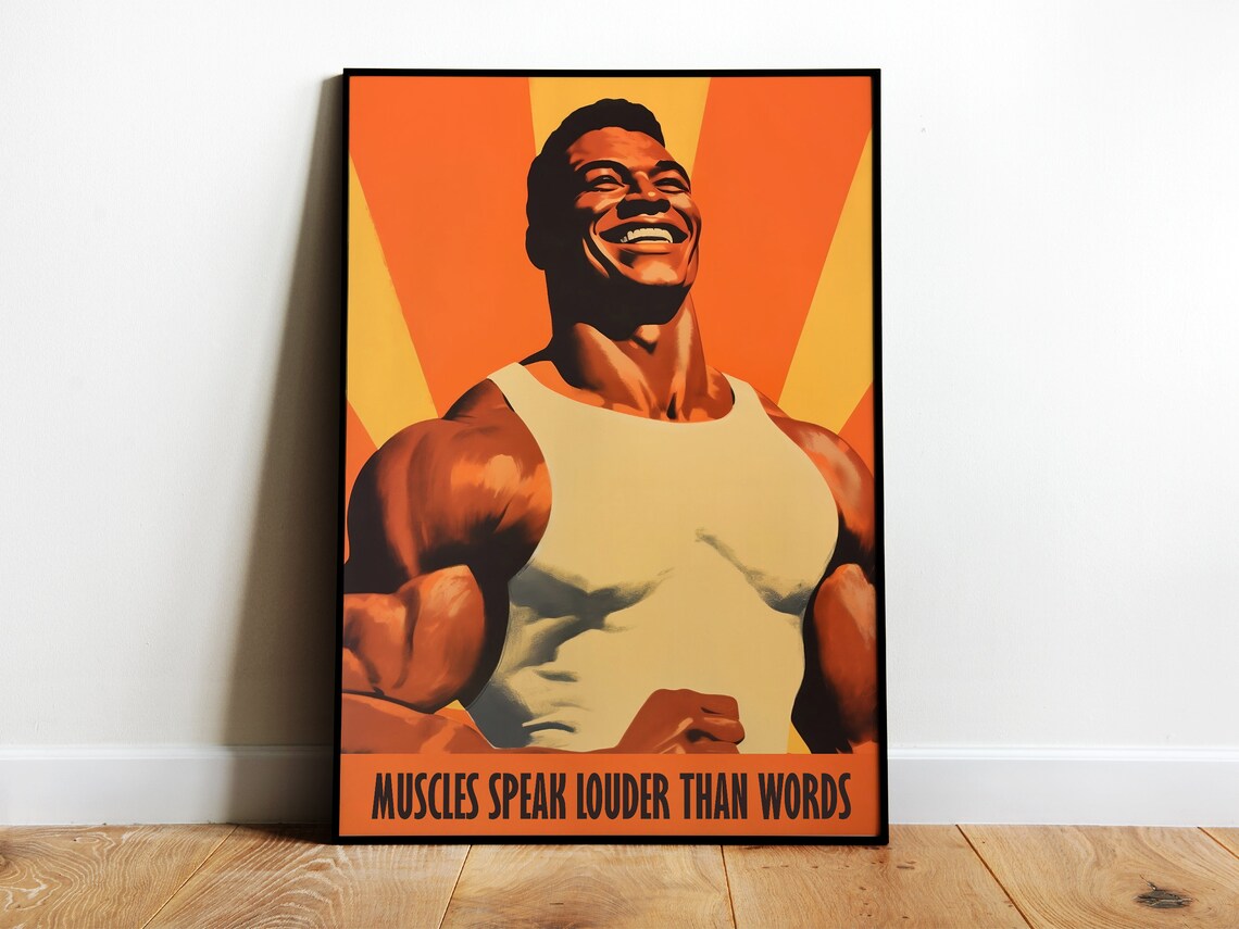 Retro Bodybuilding Gym Poster, Fitness Wall Art Print