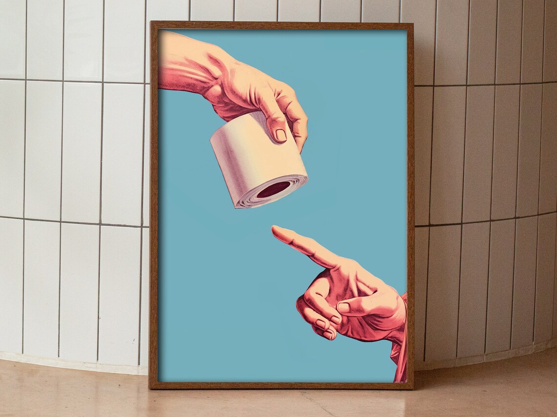 Funny Bathroom Wall Art Retro Toilet Poster - Image 3