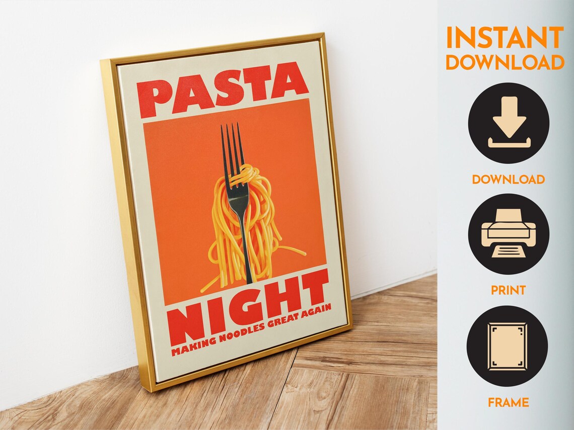 Retro Spaghetti Kitchen Wall Art Poster Print - Image 6