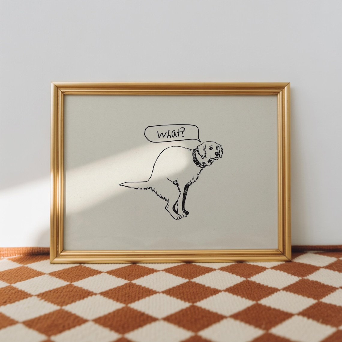 Line Art Dog Poster, Funny Bathroom Decor
