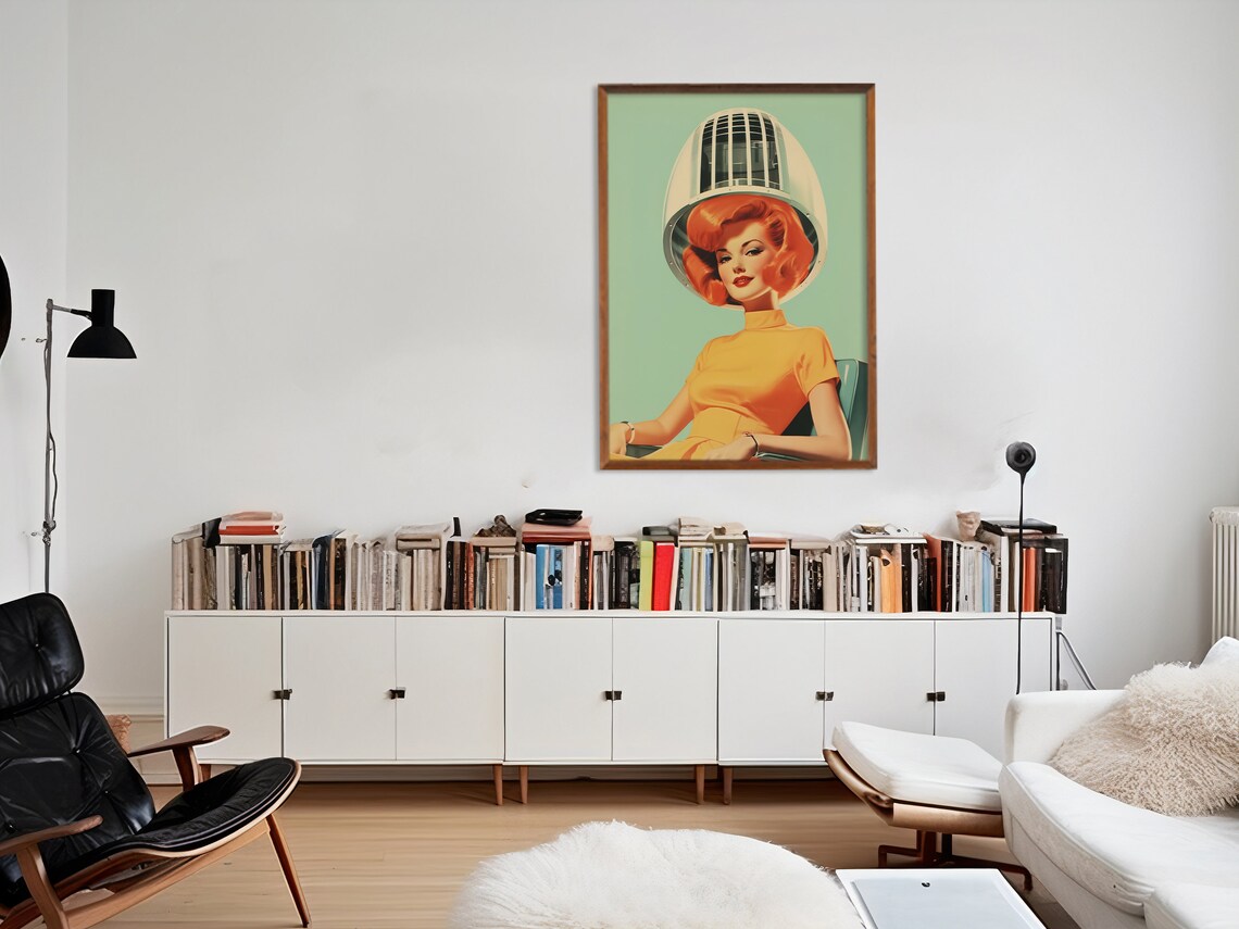 Hair Beauty Salon 50s Retro Poster, Hairdresser Art - Image 3
