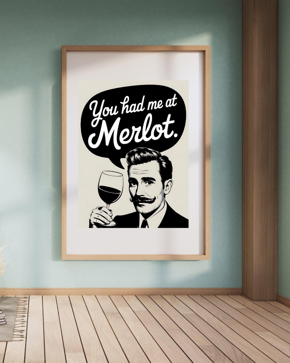 You Had Me at Merlot Retro Funny Wine Quote Poster Illustration - Image 6