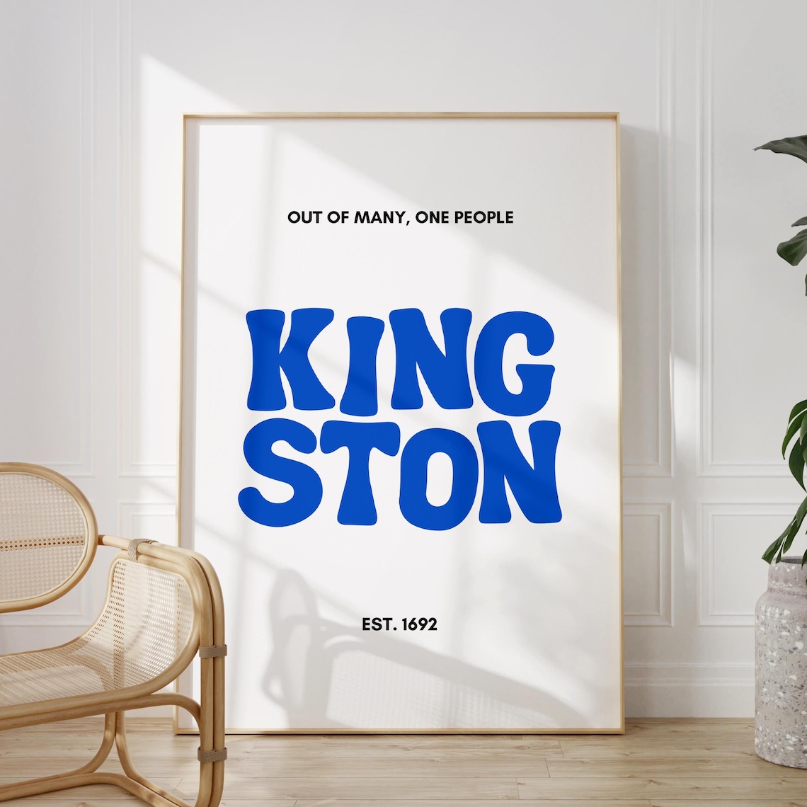 Kingston Jamaica Retro Typography City Slogan Est 1692 Wall Art