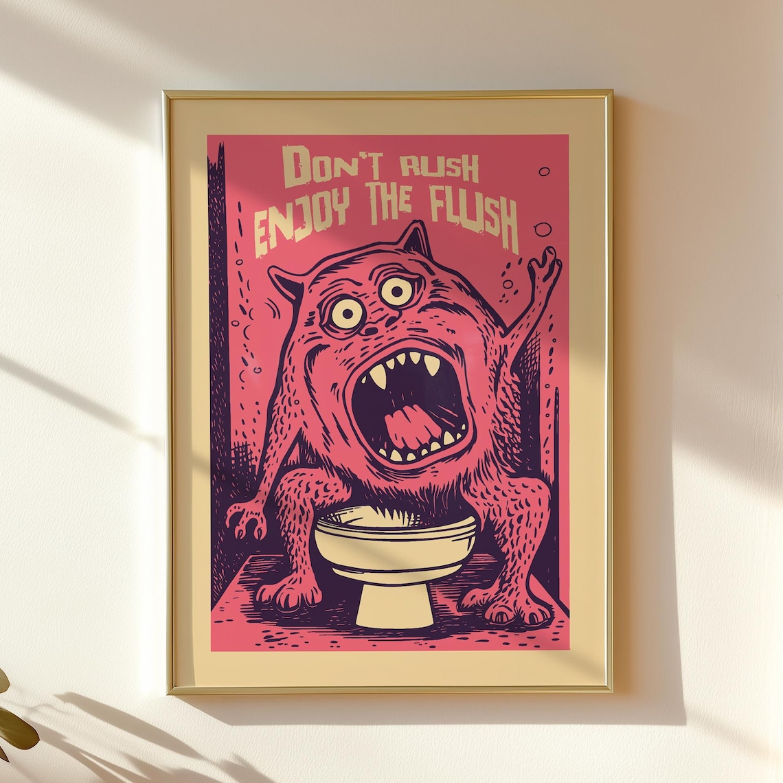 Funny Monster Toilet Poster, Bathroom Humor