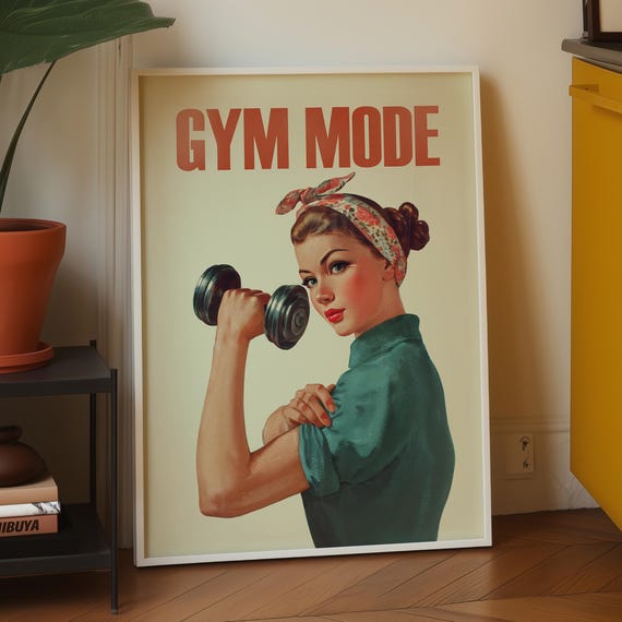 Retro Gym Girl Power Vintage Workout Poster