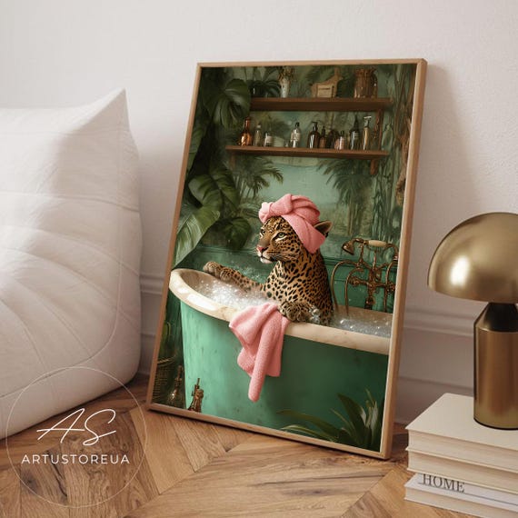 Leopard Bath Print, Jungle Bathroom Art
