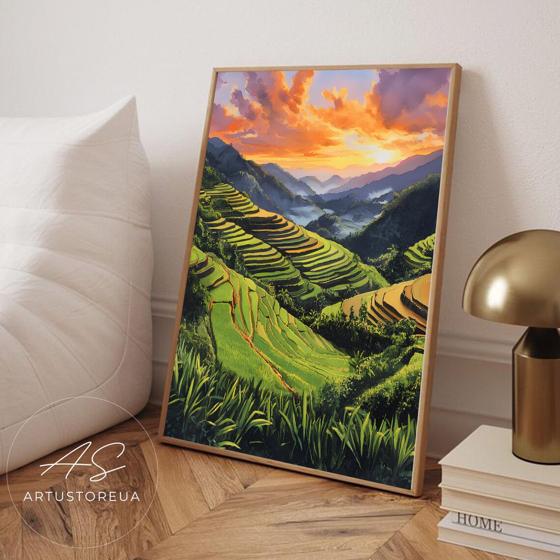 Vietnam Sapa Rice Terraces Watercolor Art Print
