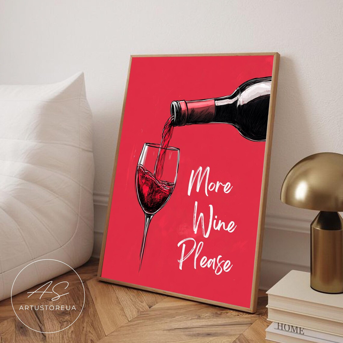 More Wine Please Art Print, Kitchen Decor