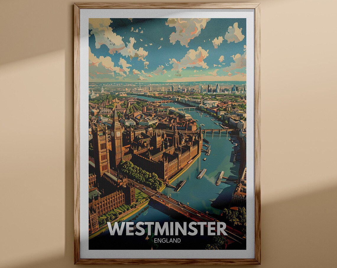 Westminster City Print Westminster City Poster London Wall Art England Wall Art Decor British Travel Poster United Kingdom Print