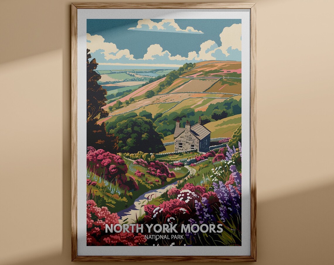 North York Moors National Park Heather Hills Cottage Travel Poster