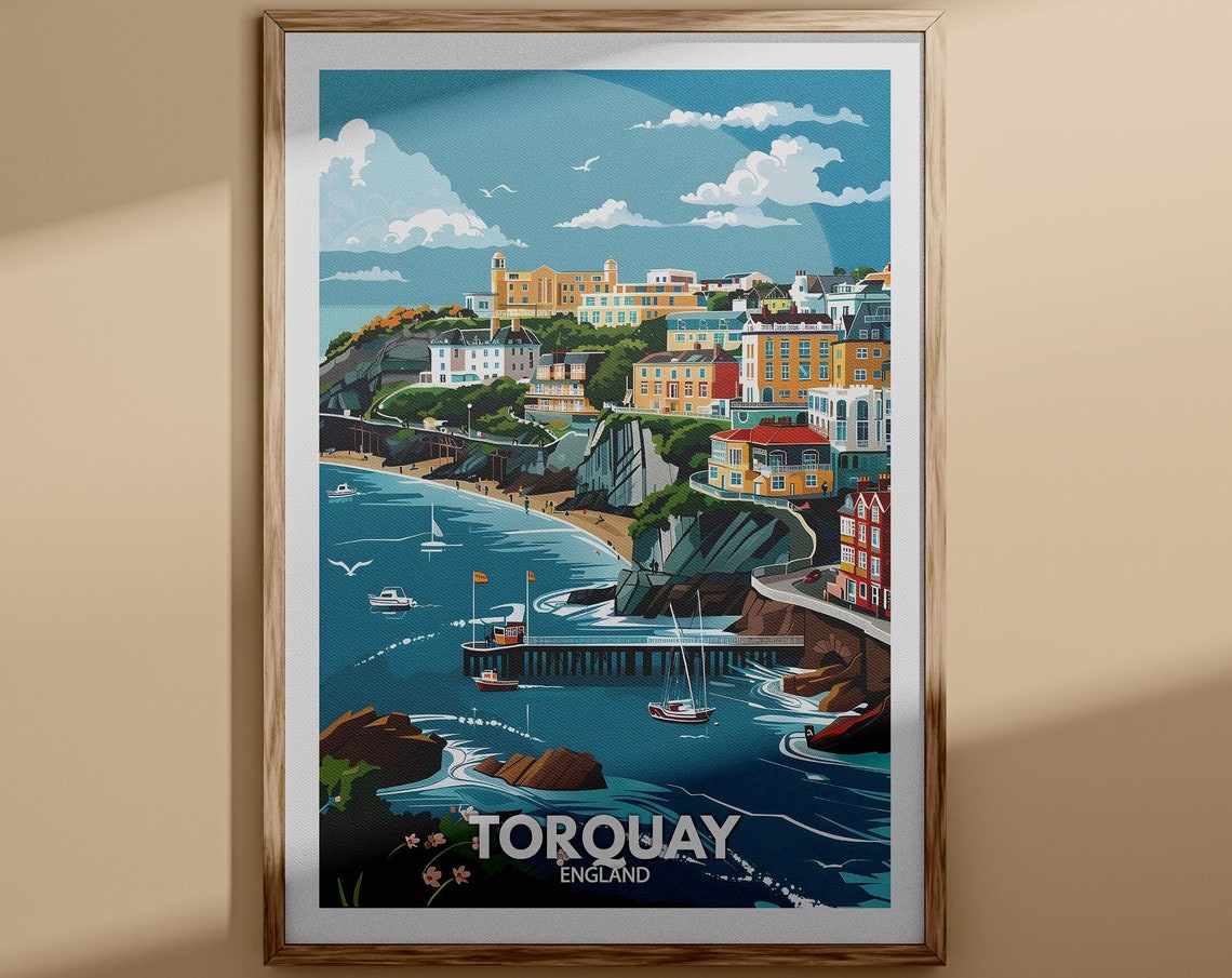 Torquay Devon English Riviera Seaside Town Cliffs Pier Poster