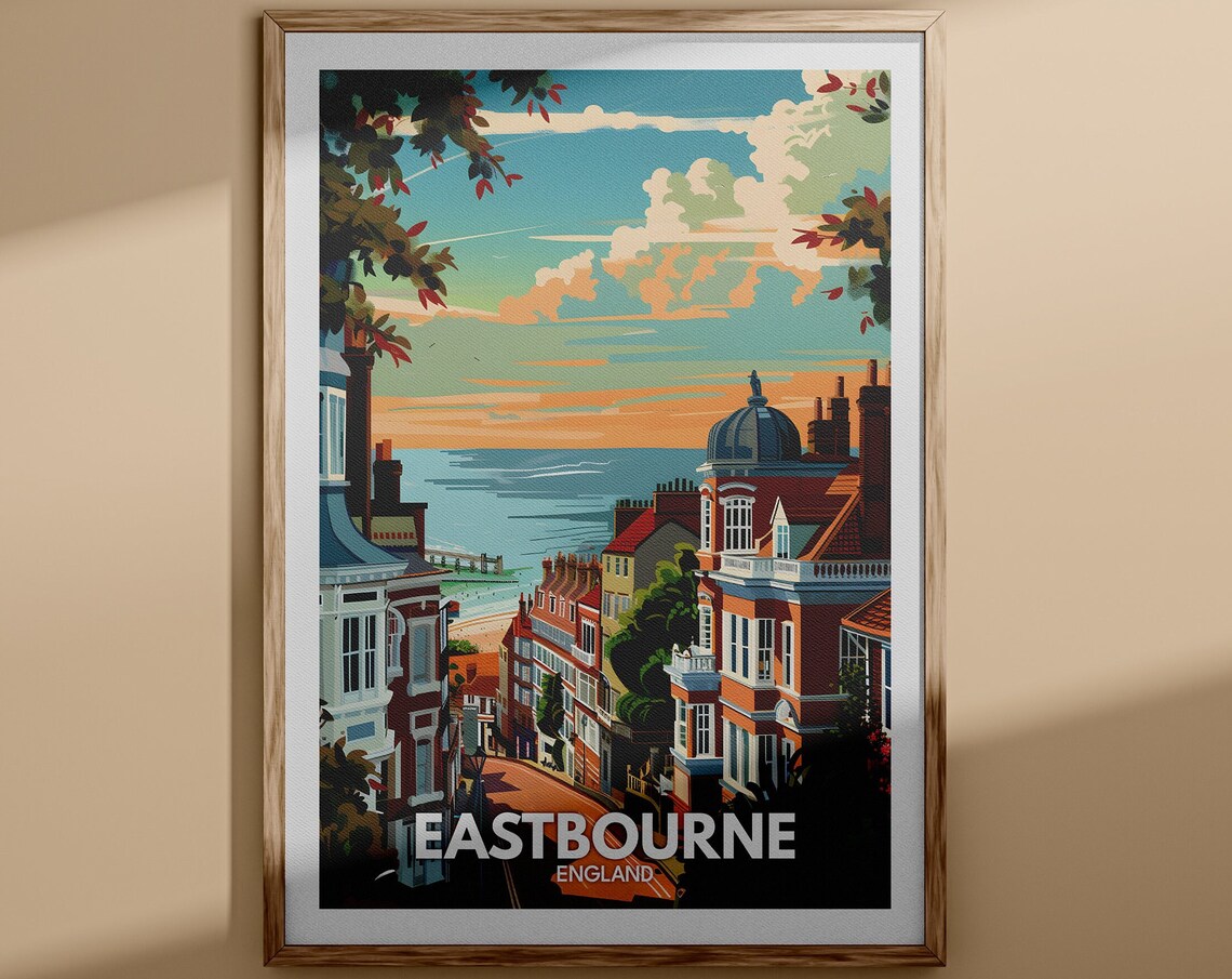 Eastbourne England Grand Sunset Seafront Terraces Coastal Poster