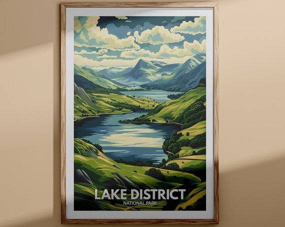 Lake District National Park Travel Poster Lake District Print England National Park Wall Art Uk Nature Print British National Parks