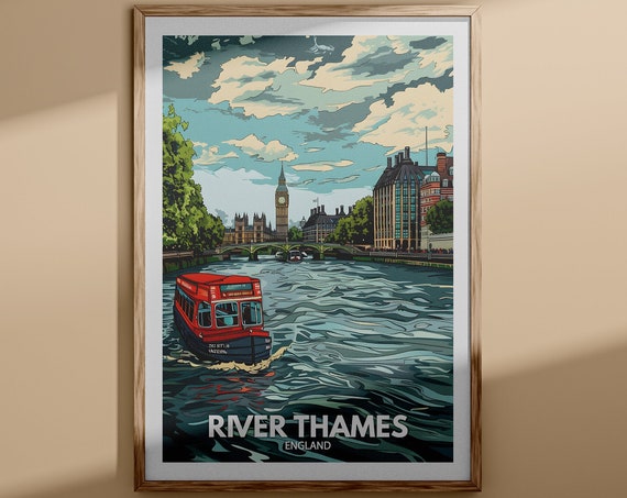 River Thames Print River Thames Poster England River Travel Poster River Wall Art Decor United Kingdom River Art England Nature Poster