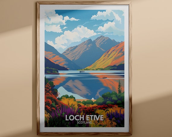 Loch Etive Print Loch Etive Poster Scotland Lake Travel Poster Lake Wall Art Decor United Kingdom Lake Art Scotland Nature Poster