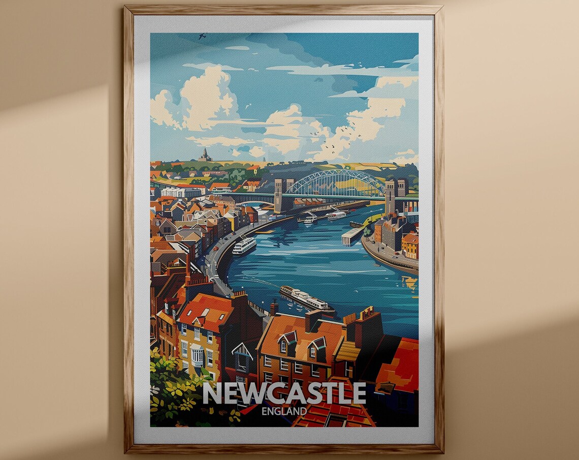 Newcastle Print Newcastle Poster Uk Wall Art England Wall Art Decor British Travel Poster United Kingdom Print England City Art
