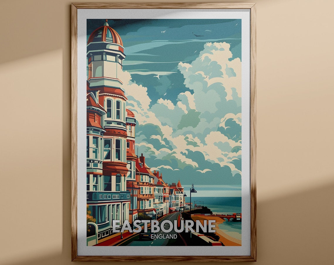 Eastbourne Art Print Eastbourne Poster Uk Wall Art England Wall Art Decor British Travel Poster United Kingdom Print England City Art
