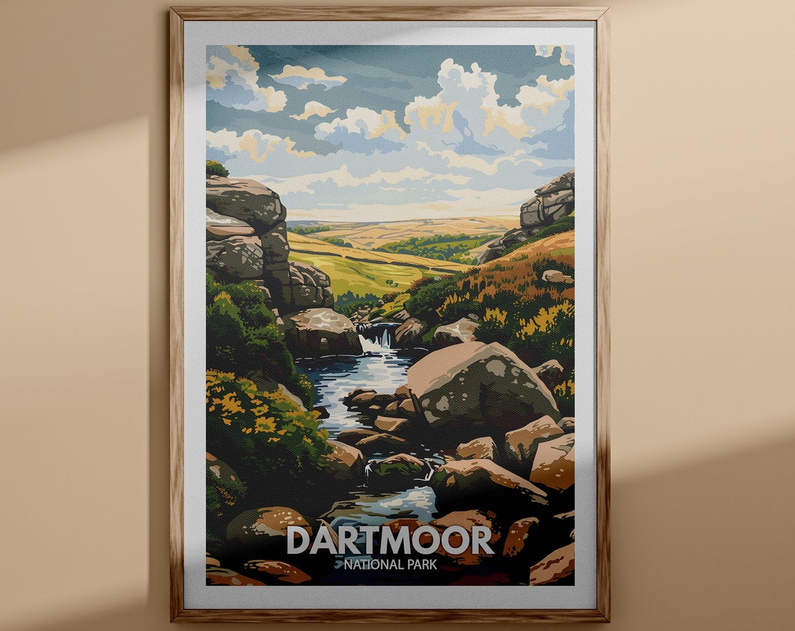 Dartmoor National Park Travel Poster Dartmoor Print England National Park Wall Art United Kingdom Nature Print British National Parks