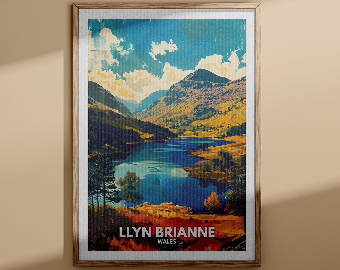Lake Llyn Brianne Print Lake Llyn Brianne Poster Wales Lake Travel Poster Lake Wall Decor United Kingdom Lake Art Wales Nature Poster