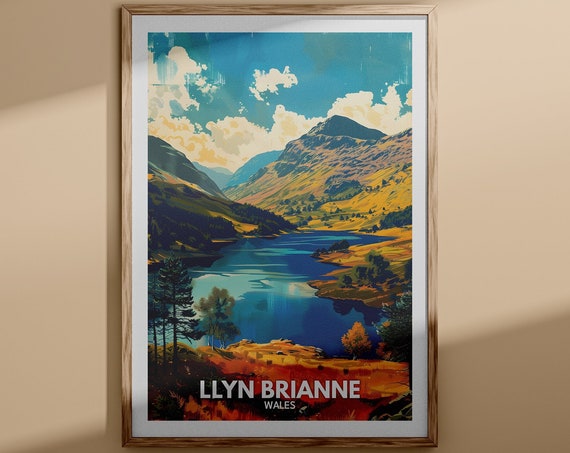 Lake Llyn Brianne Print Lake Llyn Brianne Poster Wales Lake Travel Poster Lake Wall Decor United Kingdom Lake Art Wales Nature Poster