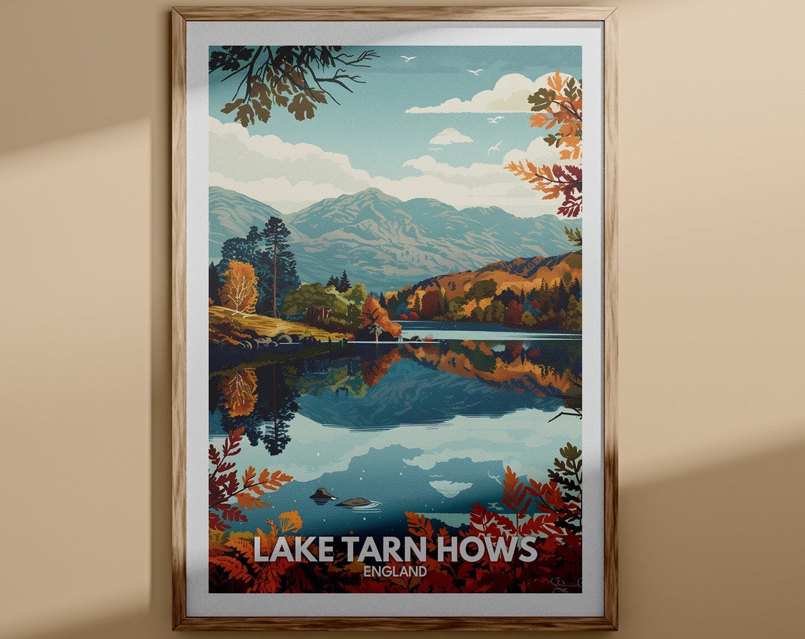 Lake Tarn Hows Print Lake Tarn Hows Poster England Lake Travel Poster Lake Wall Art Decor United Kingdom Lake Art England Nature Poster