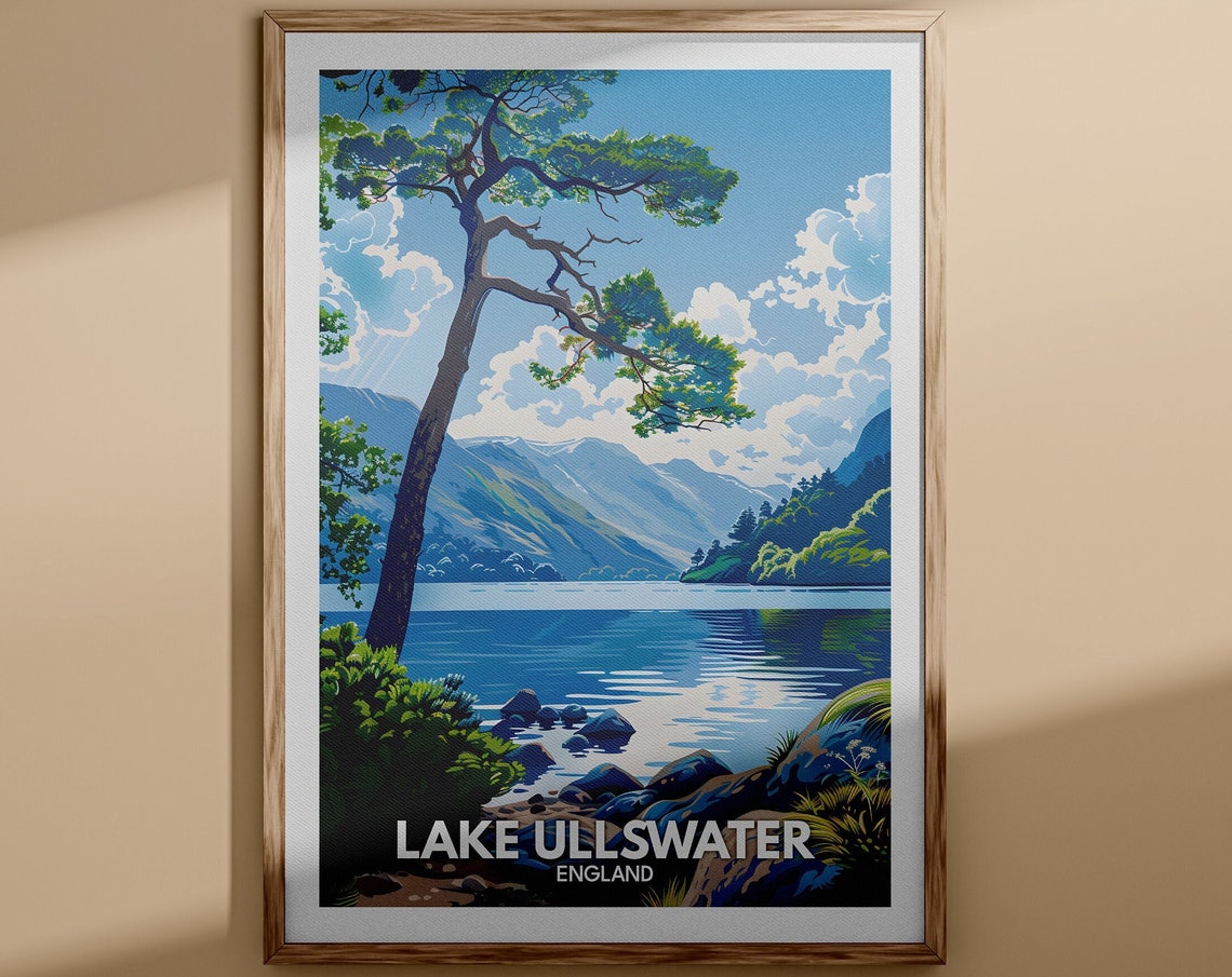 Lake Ullswater Print Lake Ullswater Poster England Lake Travel Poster Lake Wall Art Decor United Kingdom Lake Art England Nature Poster