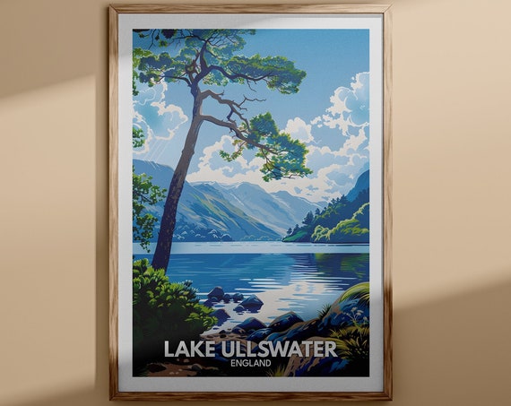 Lake Ullswater Print Lake Ullswater Poster England Lake Travel Poster Lake Wall Art Decor United Kingdom Lake Art England Nature Poster