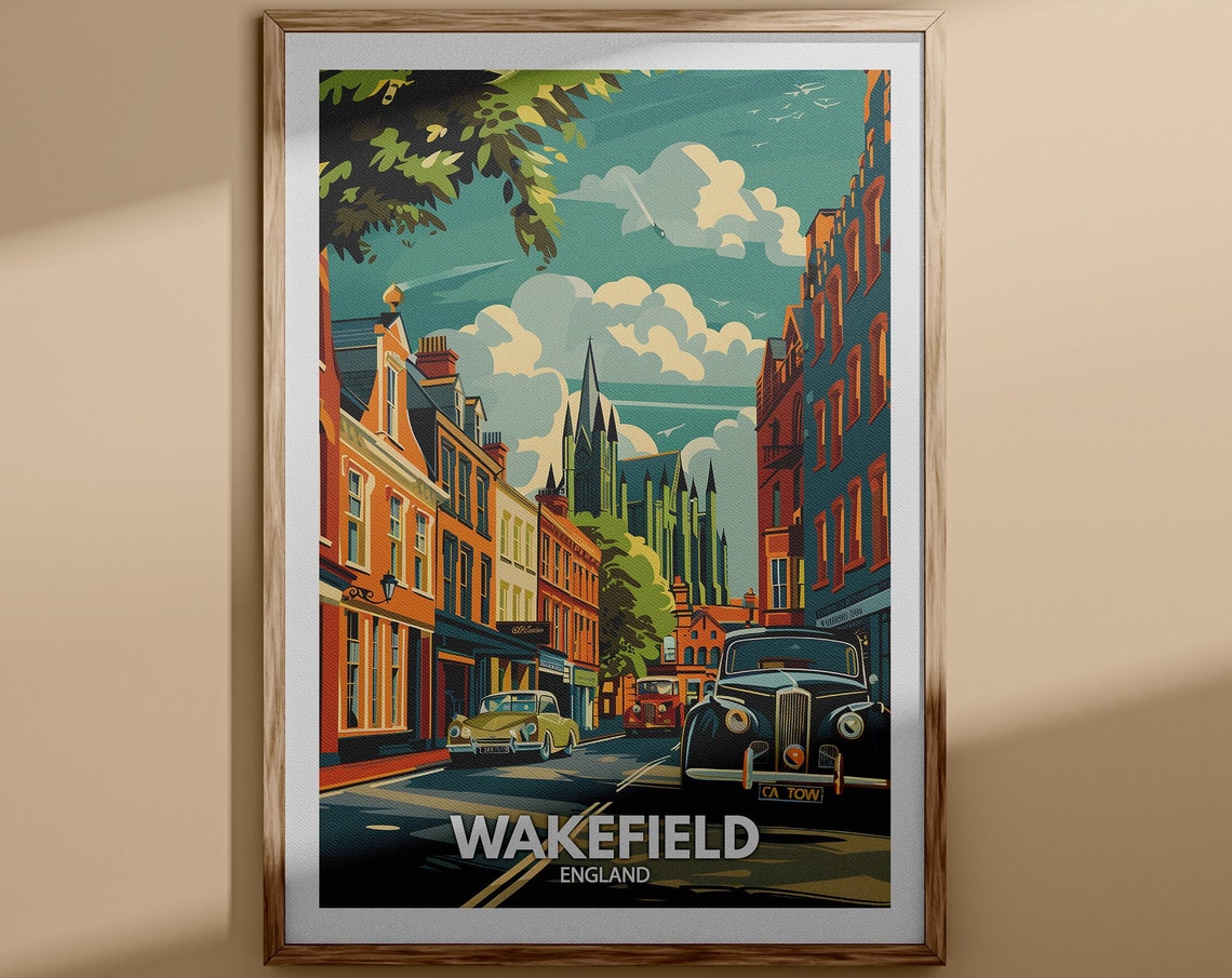 Wakefield Art Print Wakefield City Poster Uk Wall Art England Wall Decor British Travel Poster United Kingdom Print England City Art