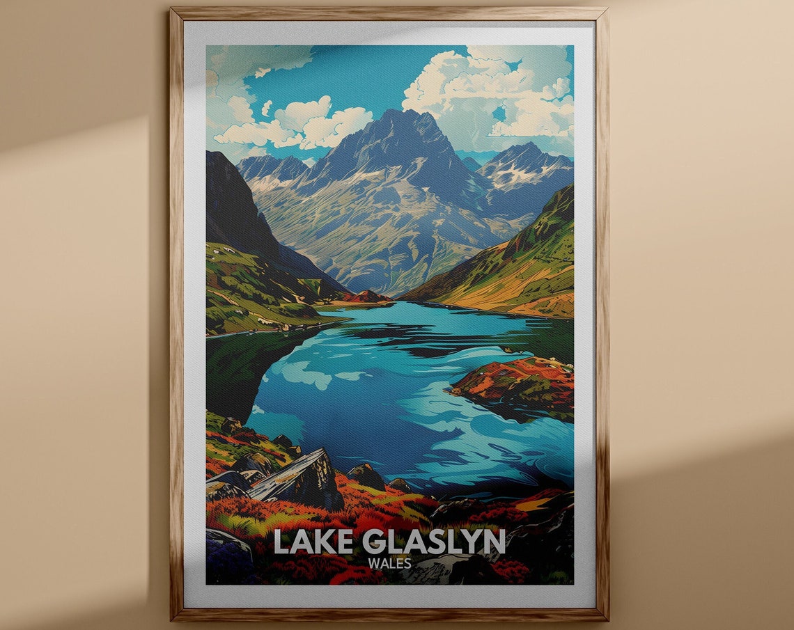 Lake Glaslyn Print Lake Glaslyn Poster Wales Lake Travel Poster Lake Wall Art Decor United Kingdom Lake Art Wales Nature Poster