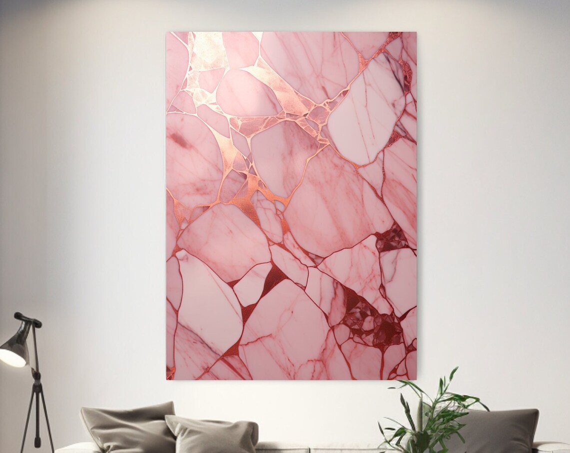 Pink Marble with Rose Gold Veins Luxury Abstract Wall Art Poster