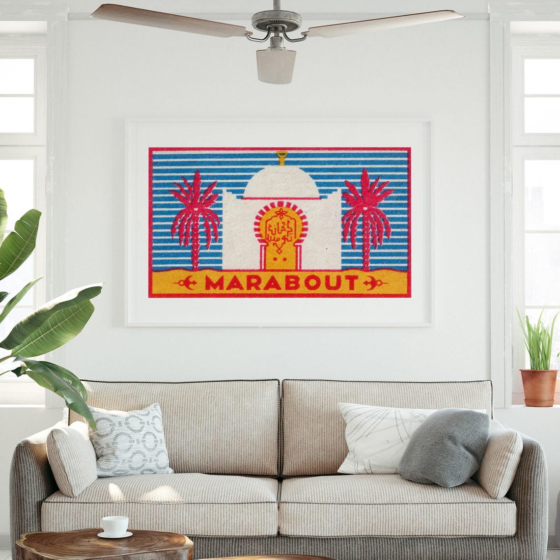 Marabout Temple Moroccan Mosque Vintage Palm Tree Travel Poster - Image 3