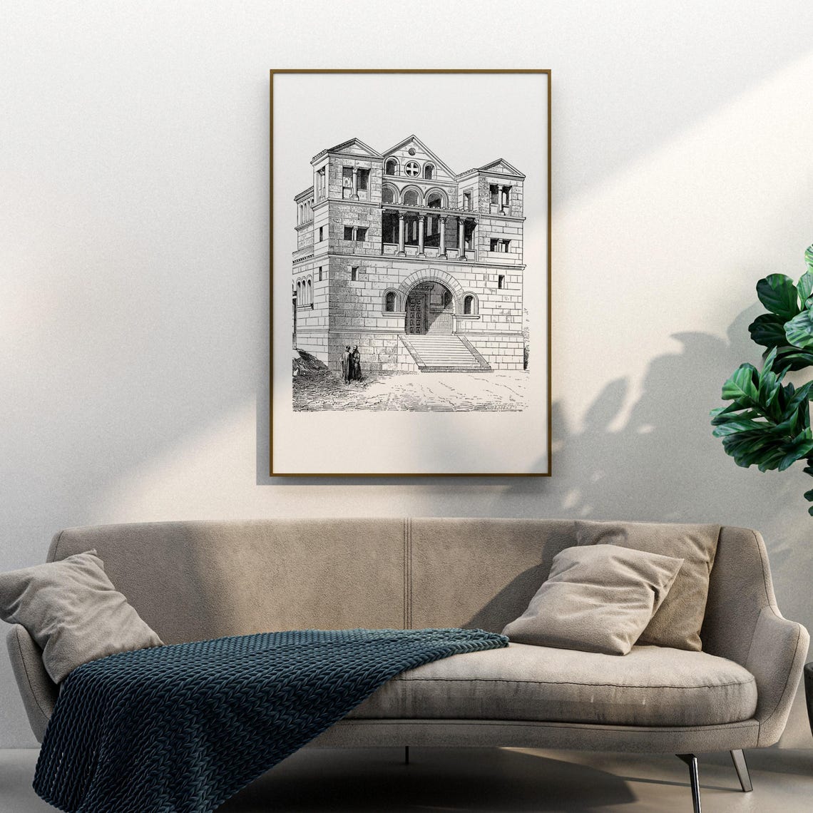 Turmanin Stone Church Syria Romanesque Facade Engraving Poster - Image 3