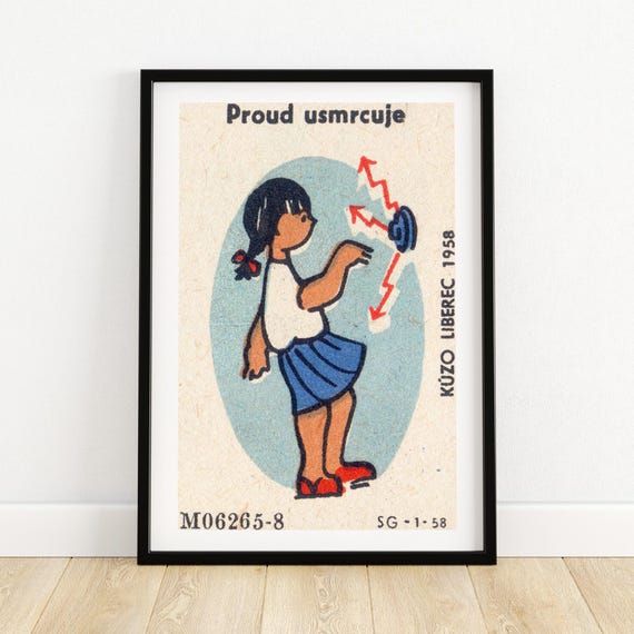 Child Safety Awareness Poster Vintage Czech Graphic Art 1958 Collectible Print Mid Century Modern Home Decor Unique Gift Idea A4
