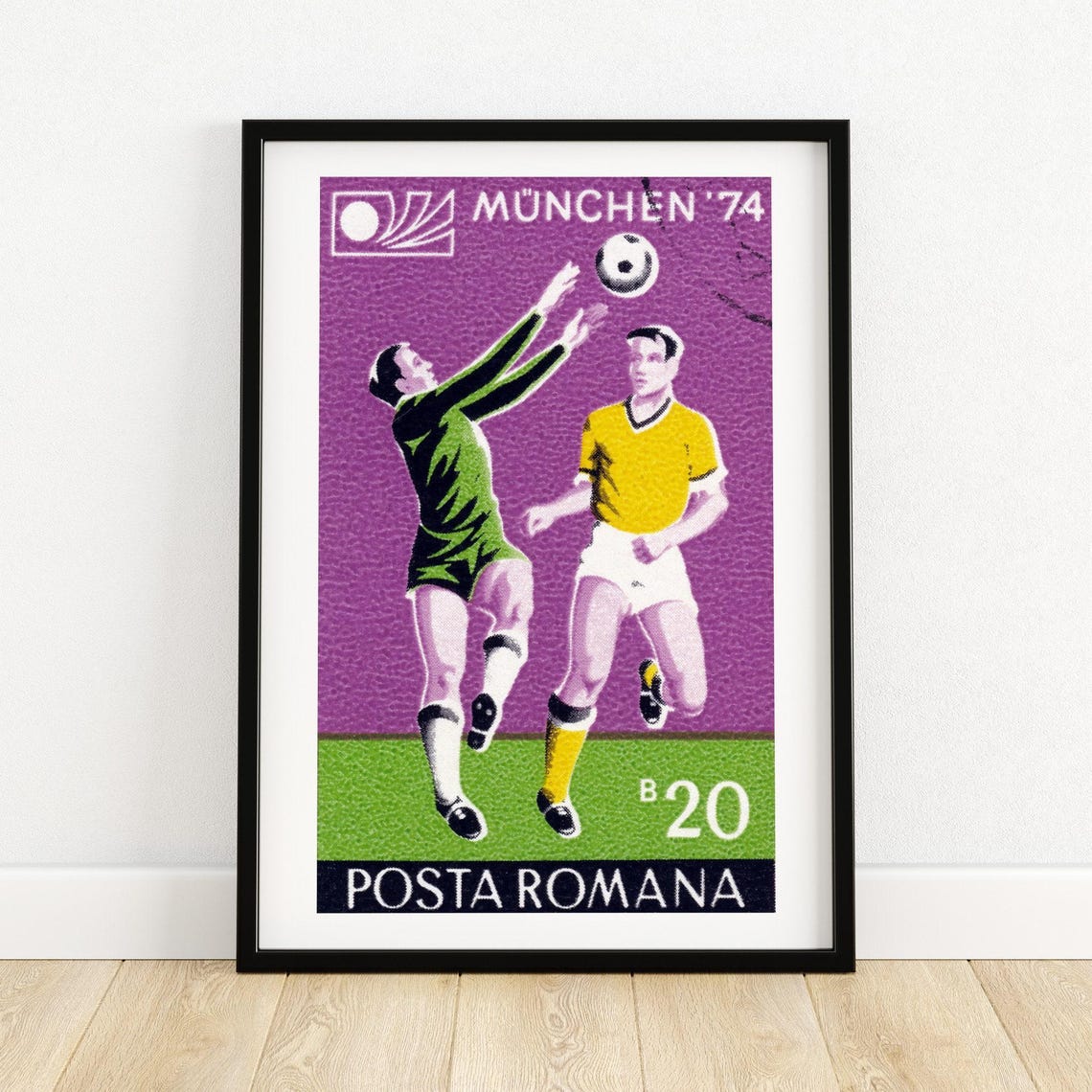 Munchen 74 Romania World Cup Football Vintage Stamp Art Poster