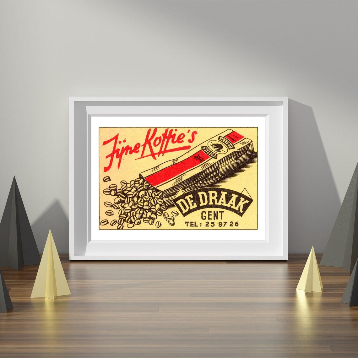 Fijne Koffies De Draak Gent Belgian Coffee Bean Vintage Ad Poster - Image 4