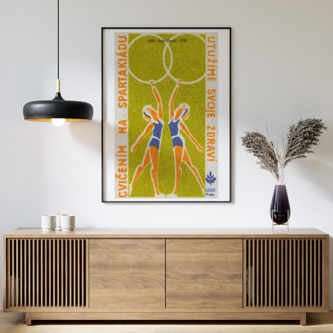 Spartakiad Twin Gymnasts Rings Salute Vintage Czech Sports Poster - Image 4