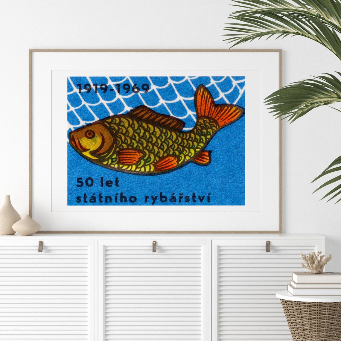 50 Let Státního Rybářství 1919 1969 Carp Fish Vintage Matchbox Poster - Image 2