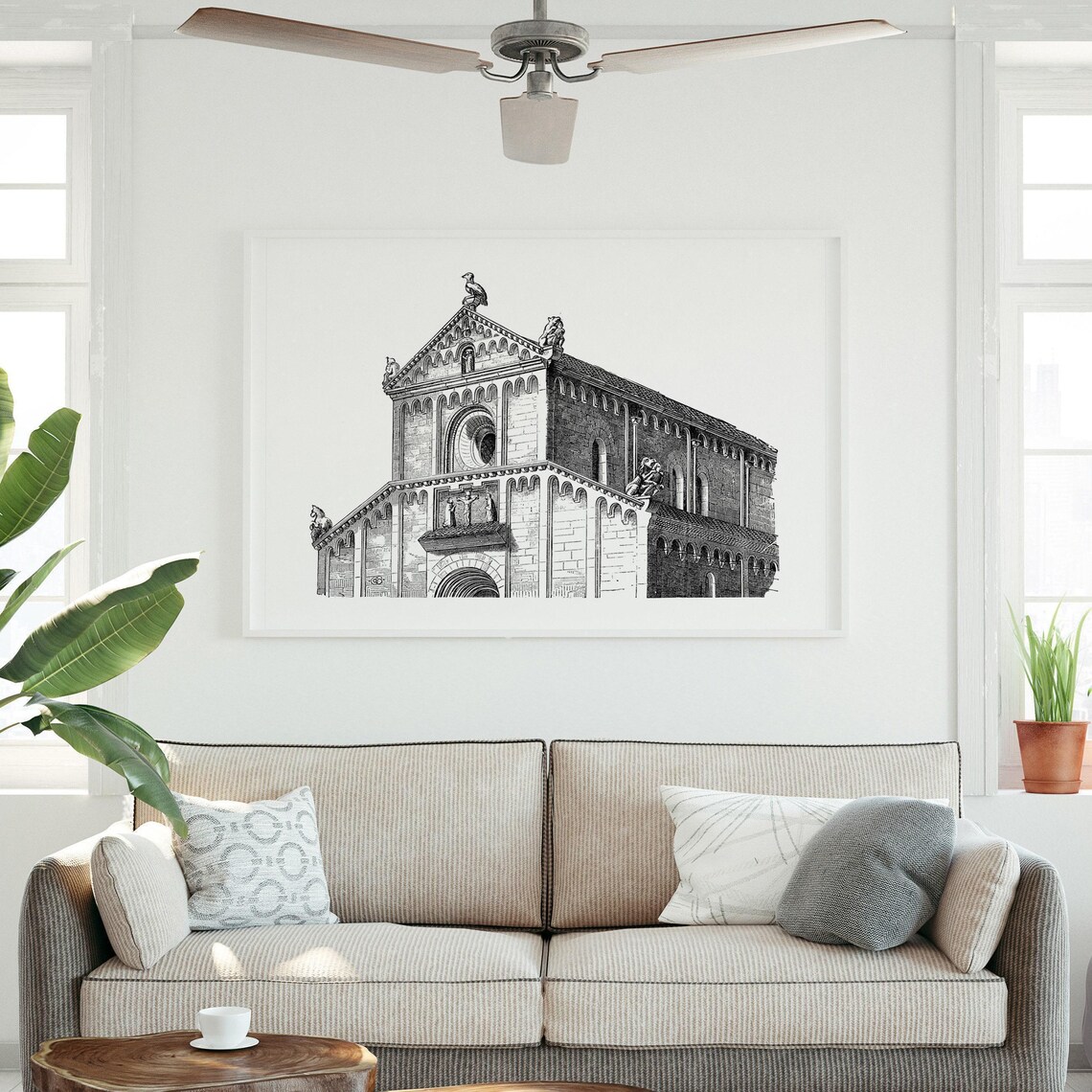 Rosheim Church France Romanesque Sculpted Facade Engraving Poster - Image 3
