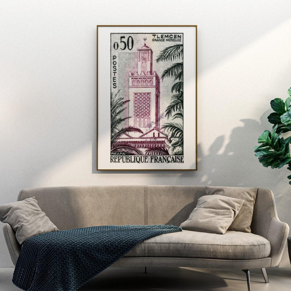 Tlemcen Great Mosque Algeria French Postage Stamp Architecture Poster - Image 3