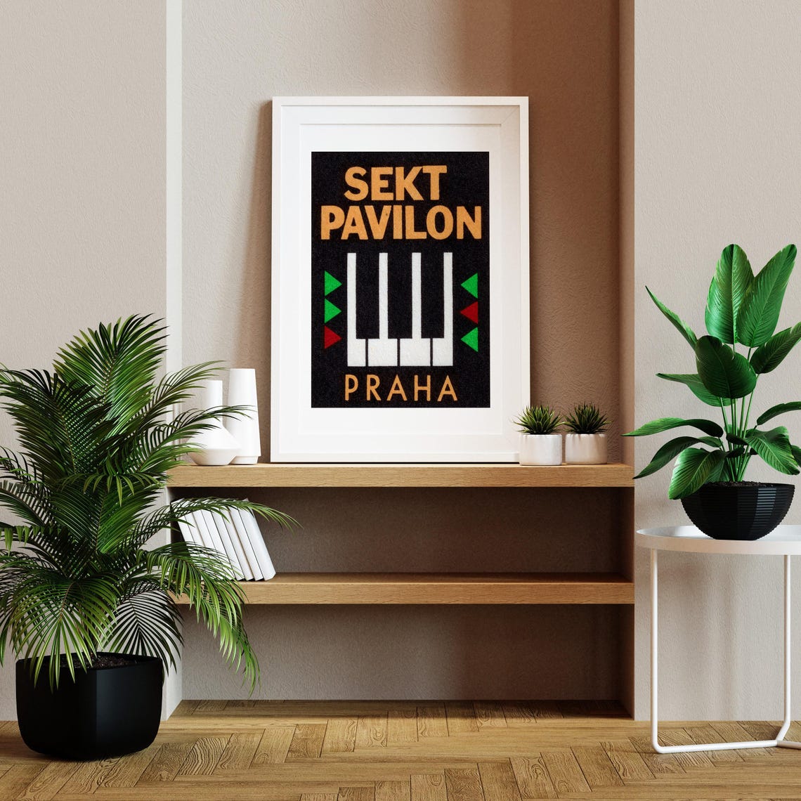 Sekt Pavilon Praha Piano Keys Black Gold Czech Matchbox Art Poster - Image 2