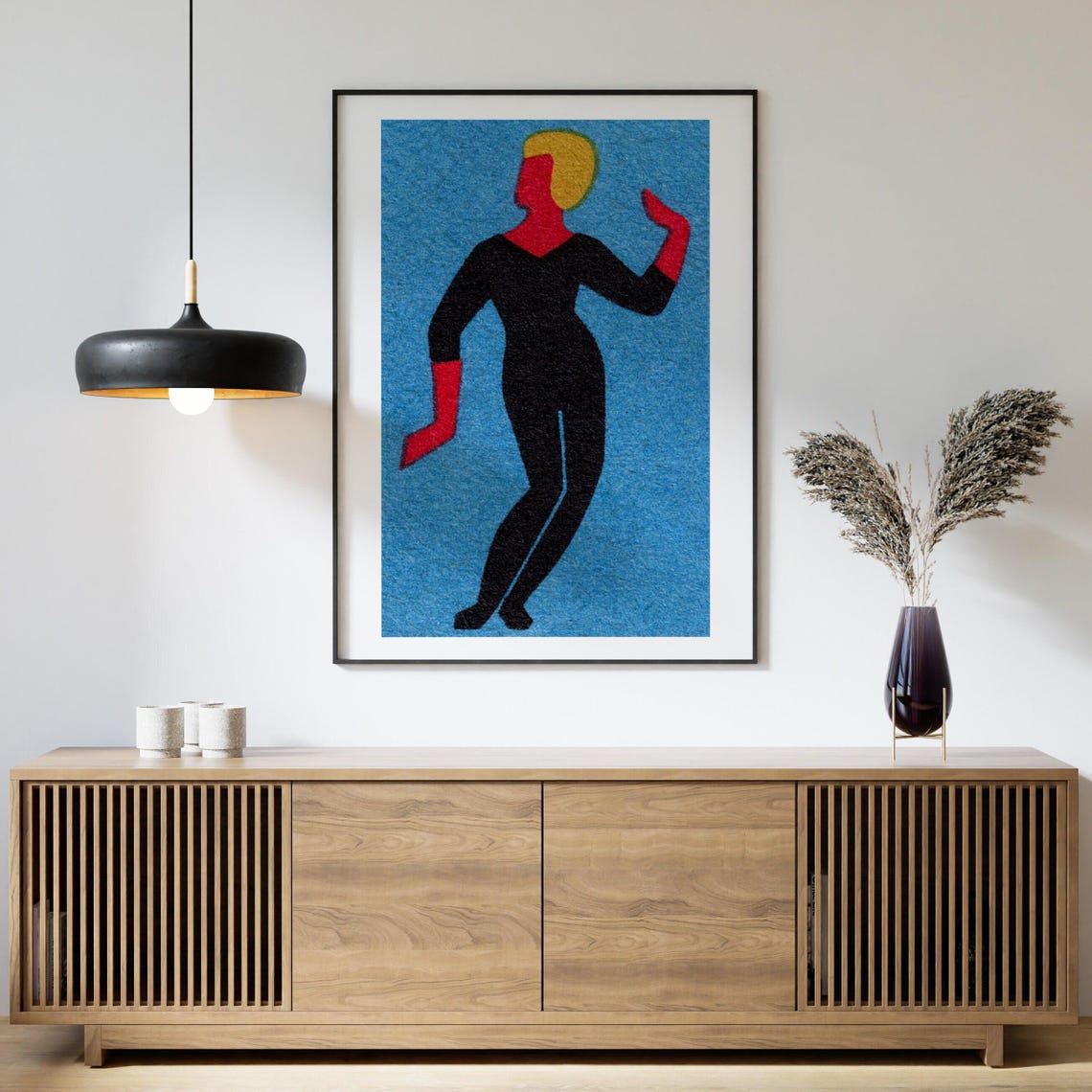 Blonde Dancer Black Leotard Blue Vintage Matchbox Art Poster - Image 4